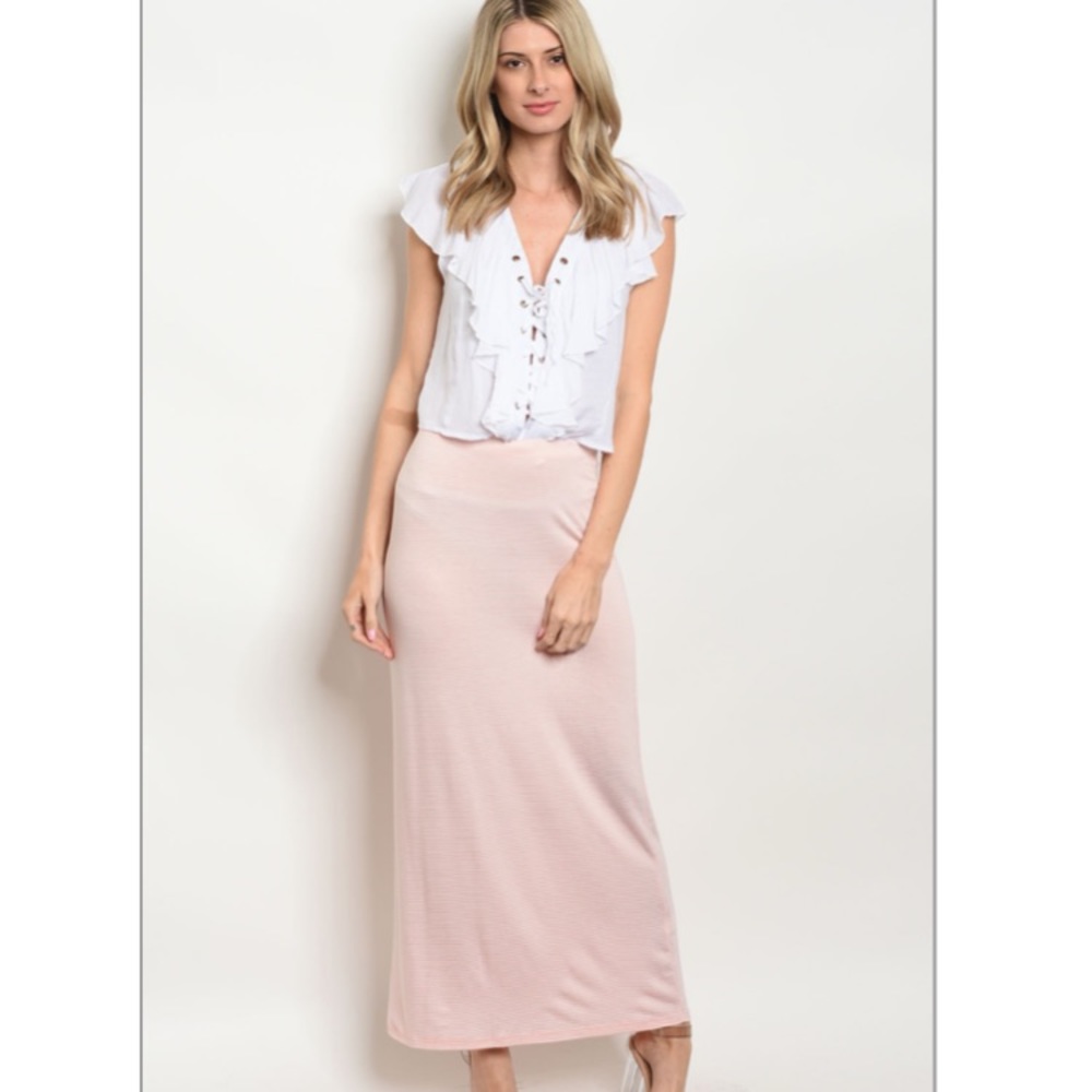 Peach Striped Maxi Skirt🍑